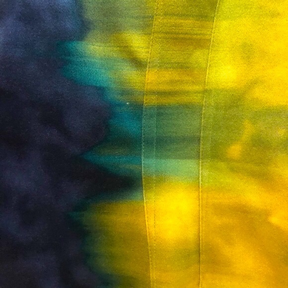 ELIE TAHARI BLUE-YELLOW TIE-DYE OMBRÉ SHIFT DRESS - Picture 15 of 17